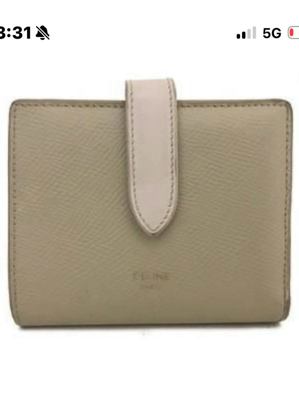 Celine Two-Tone Beige Leather Snap Wallet